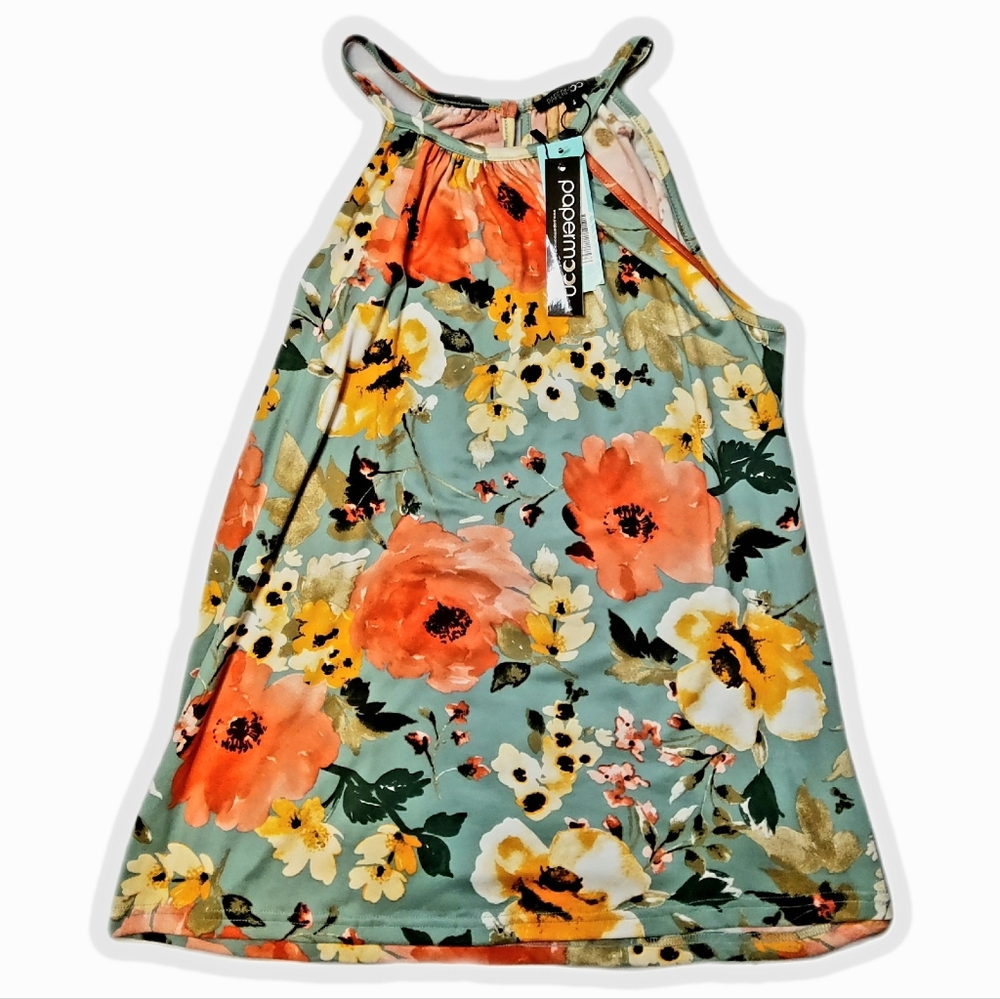 NWT Papermoon Floral Halter Knit Top